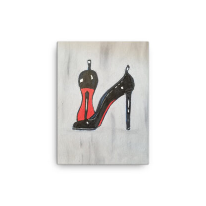 Shoe Black Pump on Gray Canvas - Image 2