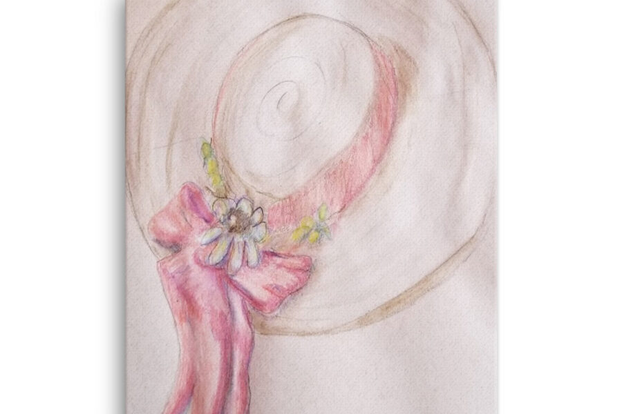 Pink Bow Hat watercolor