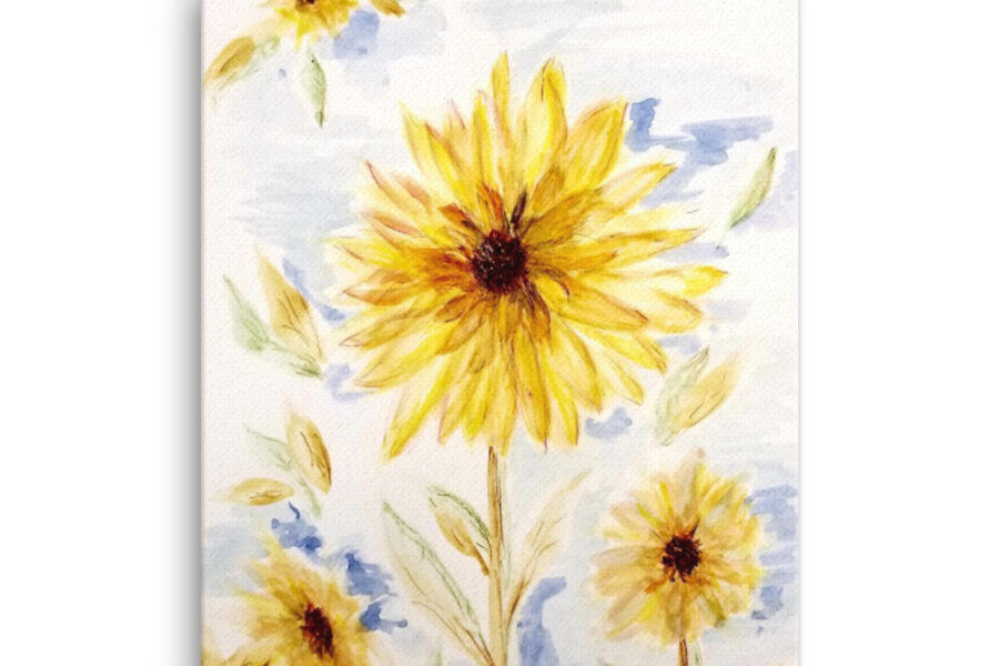yellow flowers daisies watercolor