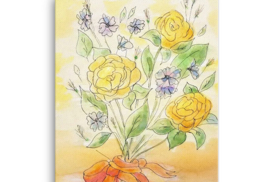 yellow flowers roses watercolor