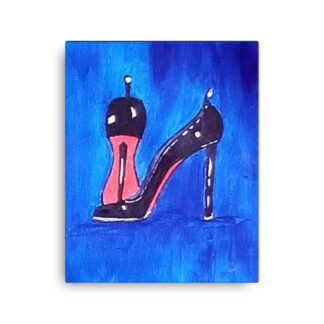 Shoe Black Pump on Blue Canvas
