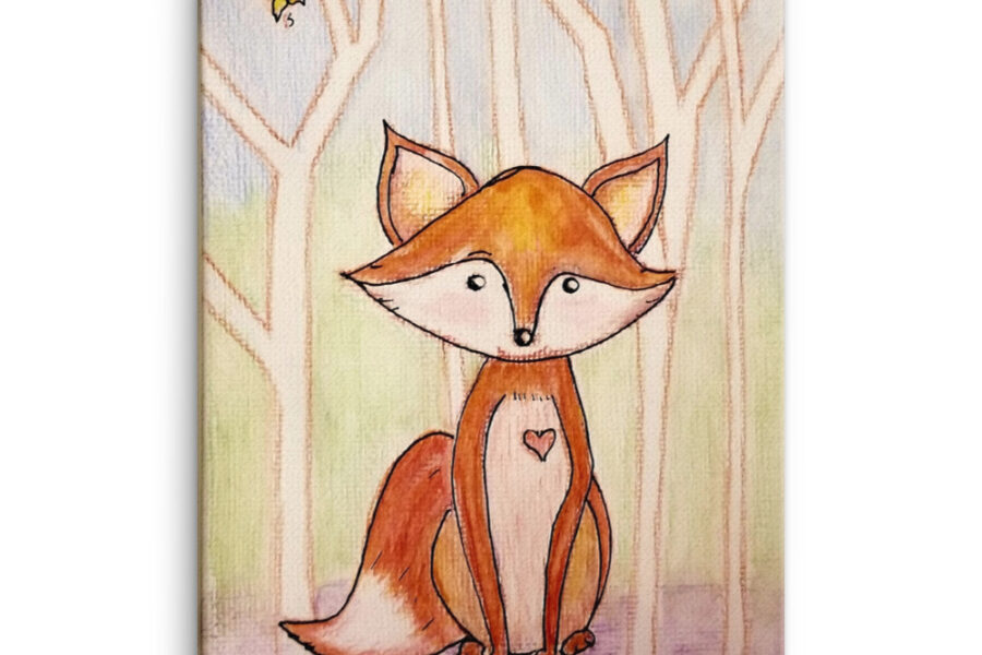 fox woodland animal watercolor