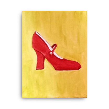 Shoe Red MaryJane on Yellow Canvas - Image 3