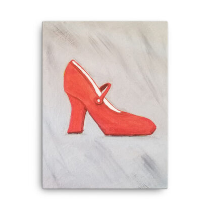 Shoe Red MaryJane on Gray Canvas - Image 3