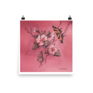 Floral Butterfly Pink Photo paper poster