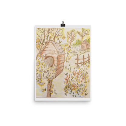 Bird House with Flowers Photo paper poster