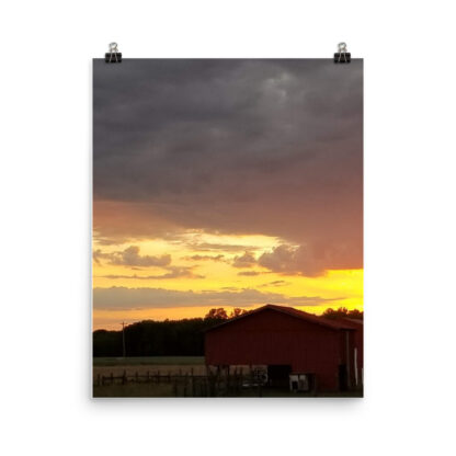 Barn Sunset Photo paper poster - Image 2