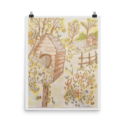 Bird House with Flowers Photo paper poster - Image 2