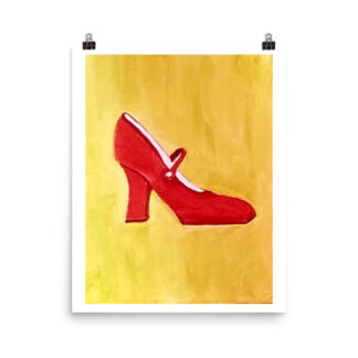 Shoe Red MaryJane on Yellow Photo paper poster