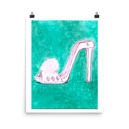 Shoe Lady Slipper on Green Photo paper poster
