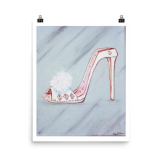Shoe Lady Slipper on Gray Photo paper poster