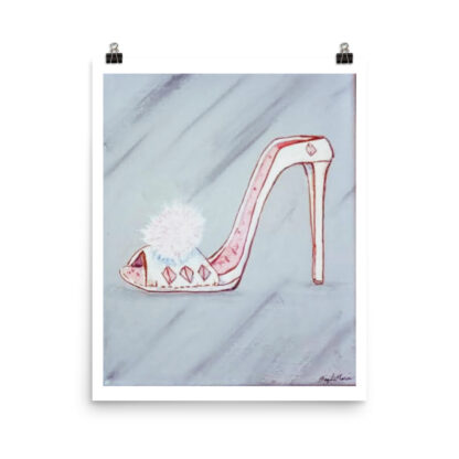 Shoe Lady Slipper on Gray Photo paper poster