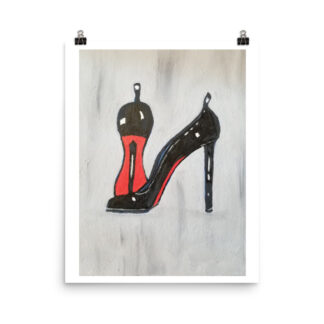 Shoe Black Pump on Gray Photo paper poster