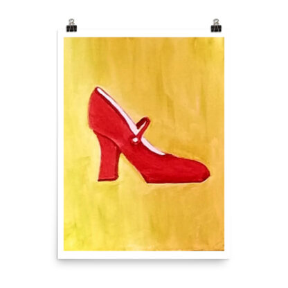 Shoe Red MaryJane on Yellow Photo paper poster - Image 2