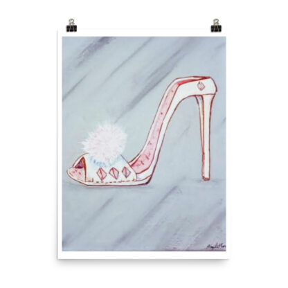 Shoe Lady Slipper on Gray Photo paper poster - Image 2