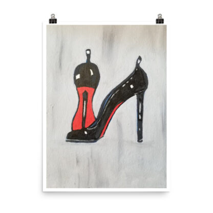 Shoe Black Pump on Gray Photo paper poster - Image 2