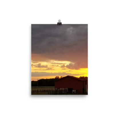 Barn Sunset Photo paper poster - Image 3