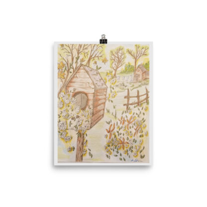 Bird House with Flowers Photo paper poster - Image 3
