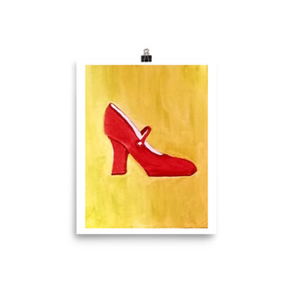 Shoe Red MaryJane on Yellow Photo paper poster - Image 3