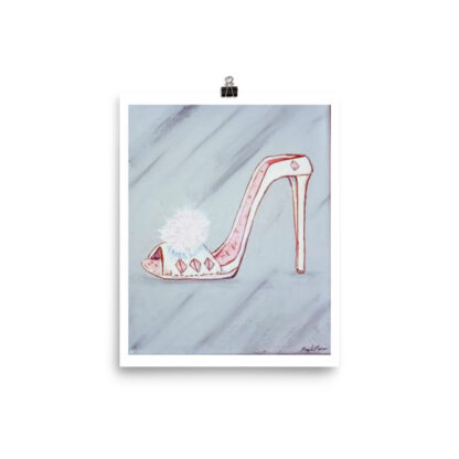Shoe Lady Slipper on Gray Photo paper poster - Image 3