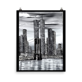 Brooklyn Bridge & Twin Towers Photo paper poster