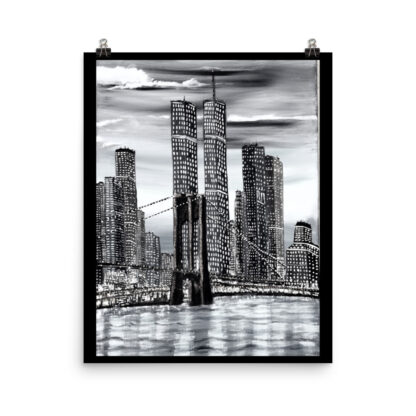 Brooklyn Bridge & Twin Towers Photo paper poster