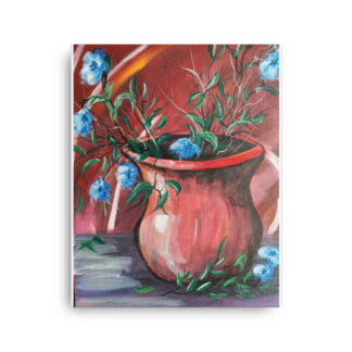 Blue Flowers in Vase Canvas