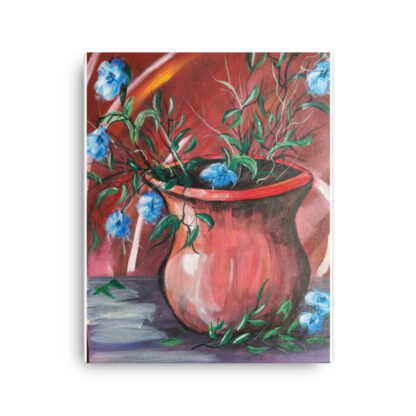 Blue Flowers in Vase Canvas